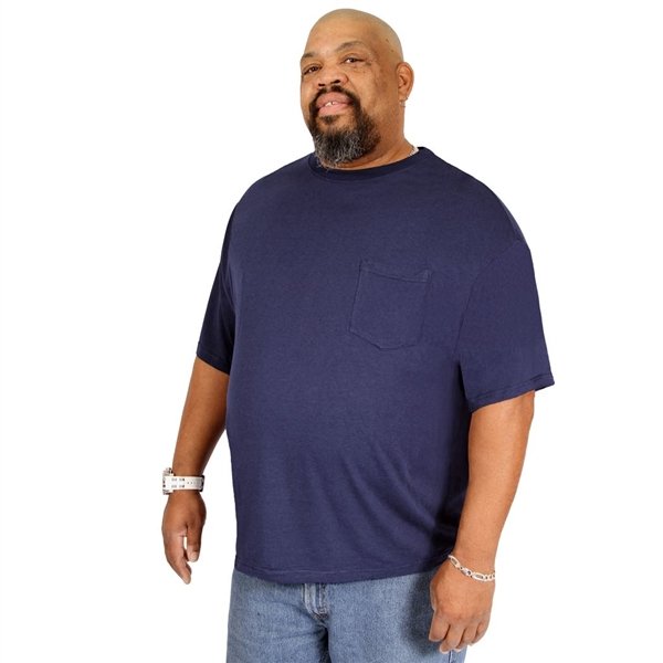 Plus Sized Mens Pocket Crew Neck Bamboo Viscose Short Sleeve T-Shirt 8XL / Blueberry