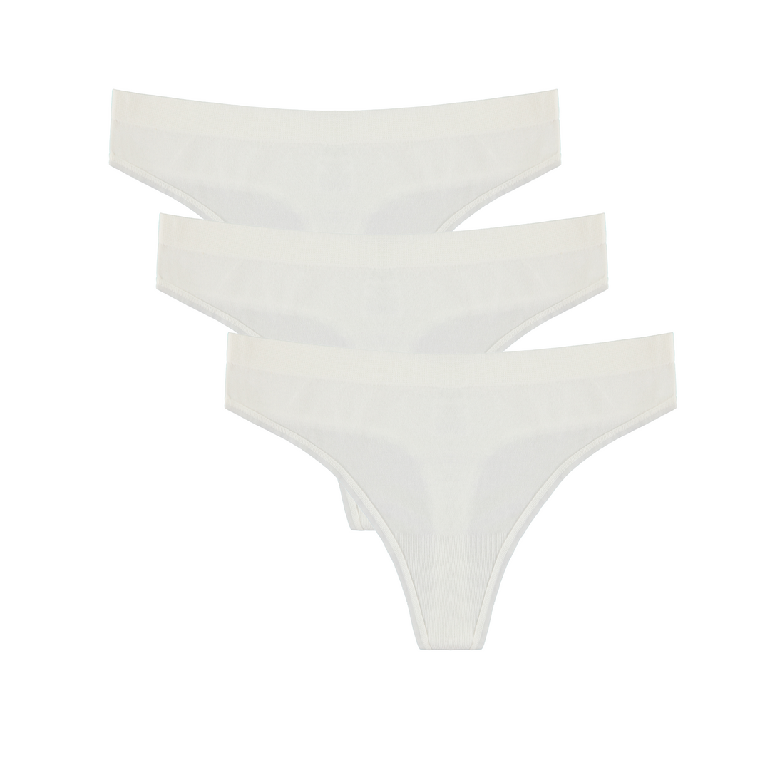 Women's Bamboo/Cotton Thong Style Underwear Natural Color - 3-pack