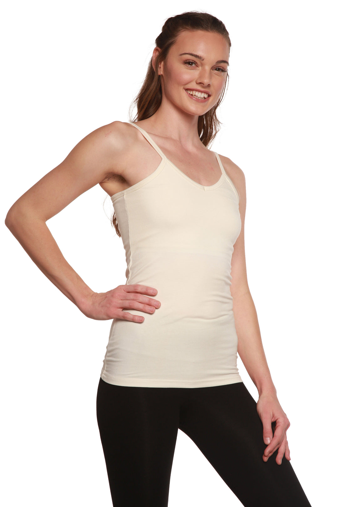 Women's Organic Cotton Camisole Tank Top with Built-in Shelf Bra 